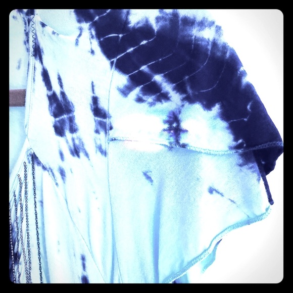 Free people tie-dye chain detail tunic top a butterfly sleeve Jersey knit M - Picture 8 of 13